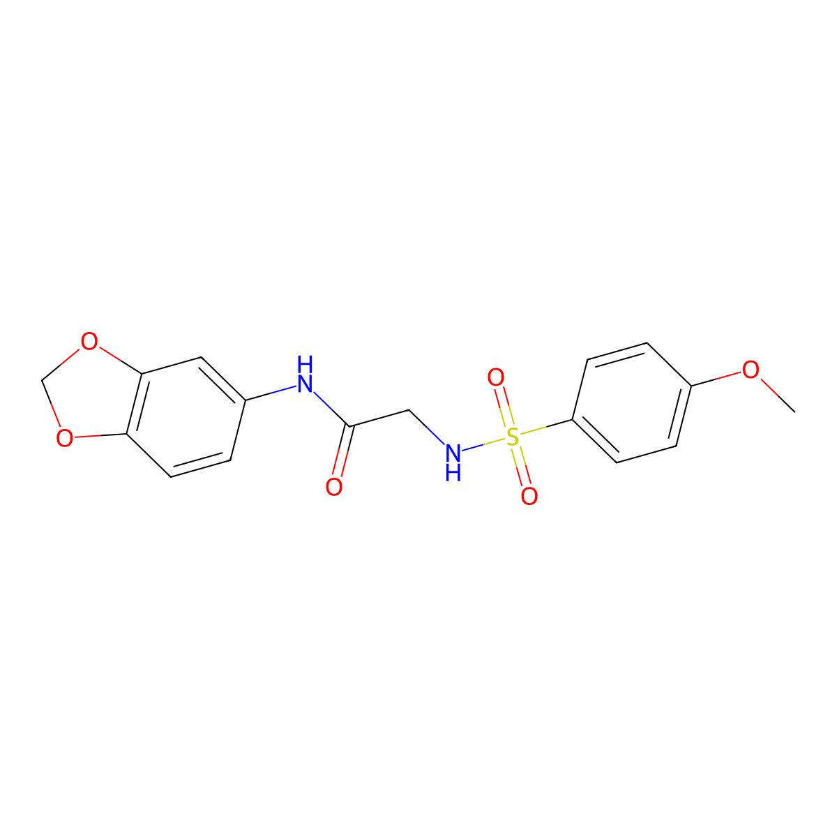 N-(1,3-benzodioxol-5-yl)-2-[(4-methoxyphenyl)sulfonylamino]acetamide molecular structure, CAS 641604-13-9