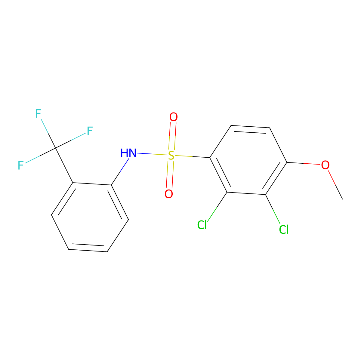 2,3-dichloro-4-methoxy-N-[2-(trifluoromethyl)phenyl]benzenesulfonamide molecular structure, CAS 641604-44-6