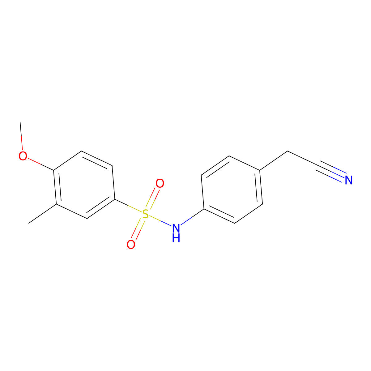 N-[4-(cyanomethyl)phenyl]-4-methoxy-3-methylbenzenesulfonamide molecular structure, CAS 641604-91-3