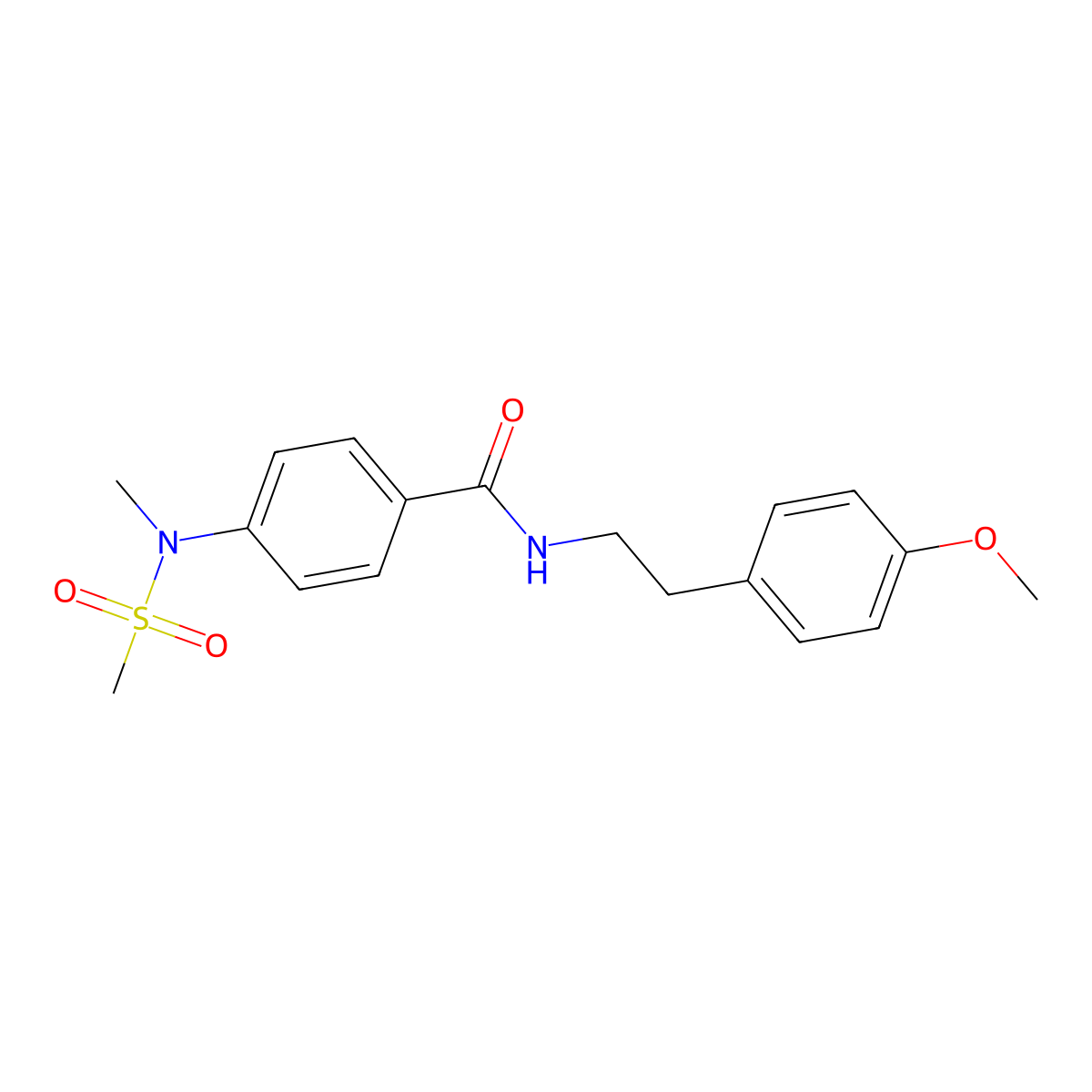 N-[2-(4-methoxyphenyl)ethyl]-4-[methyl(methylsulfonyl)amino]benzamide molecular structure, CAS 641605-02-9
