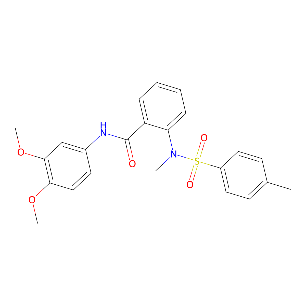 N-(3,4-dimethoxyphenyl)-2-{methyl[(4-methylphenyl)sulfonyl]amino}benzamide molecular structure, CAS 641605-08-5