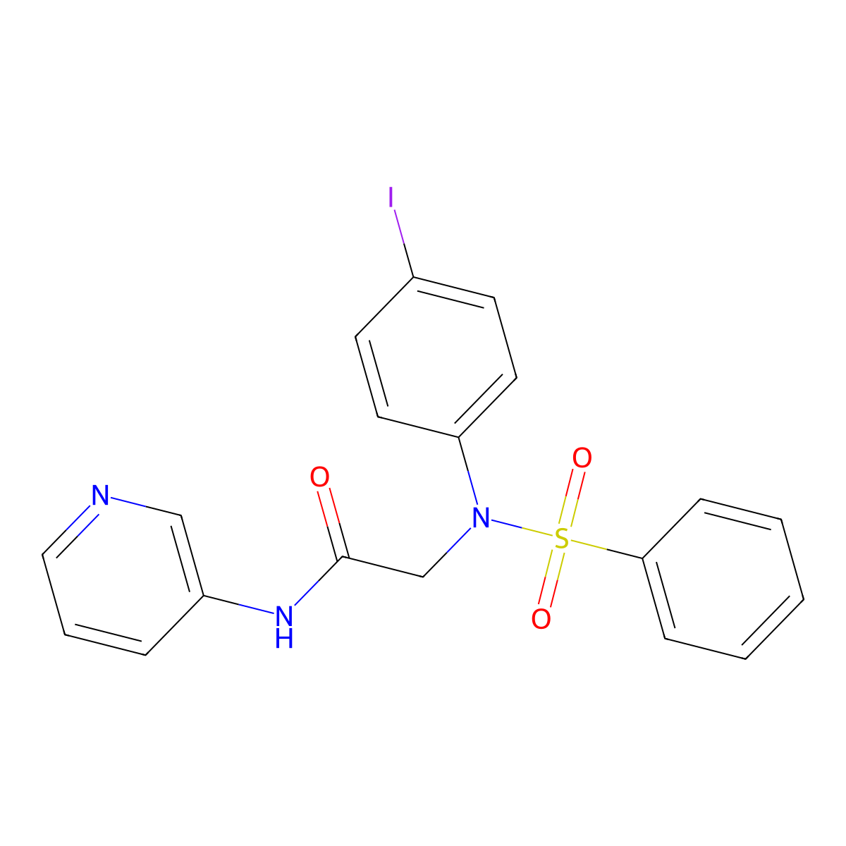 2-[N-(benzenesulfonyl)-4-iodoanilino]-N-pyridin-3-ylacetamide molecular structure, CAS 641605-16-5
