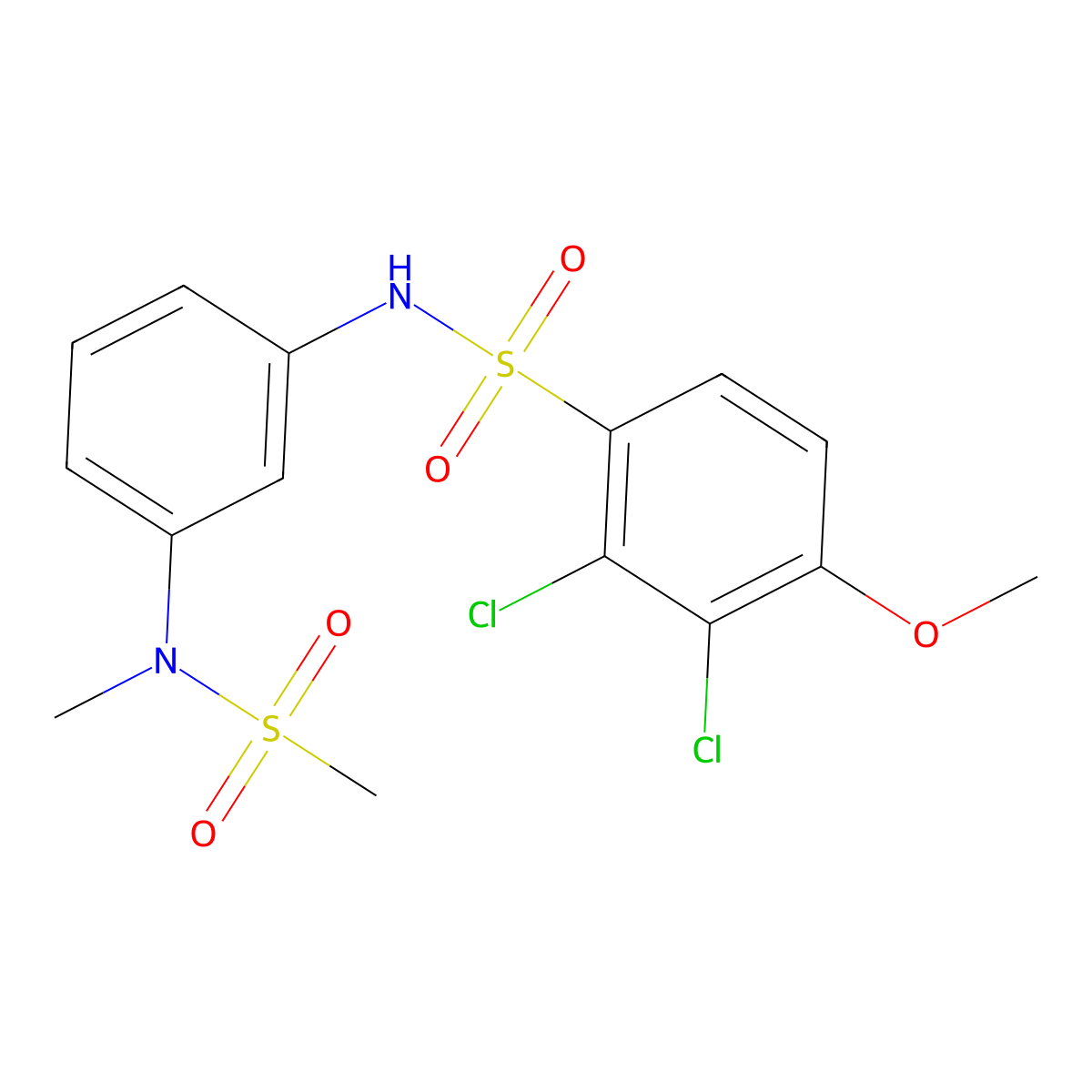 2,3-dichloro-4-methoxy-N-{3-[methyl(methylsulfonyl)amino]phenyl}benzenesulfonamide molecular structure, CAS 641605-74-5