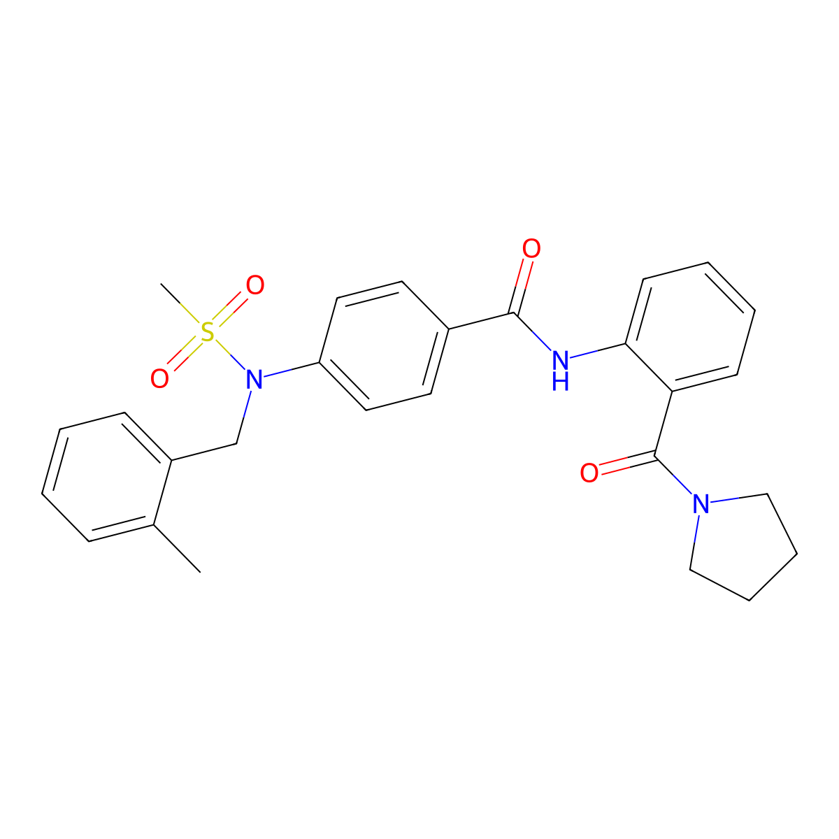 4-[(2-methylbenzyl)(methylsulfonyl)amino]-N-[2-(1-pyrrolidinylcarbonyl)phenyl]benzamide molecular structure, CAS 641605-92-7