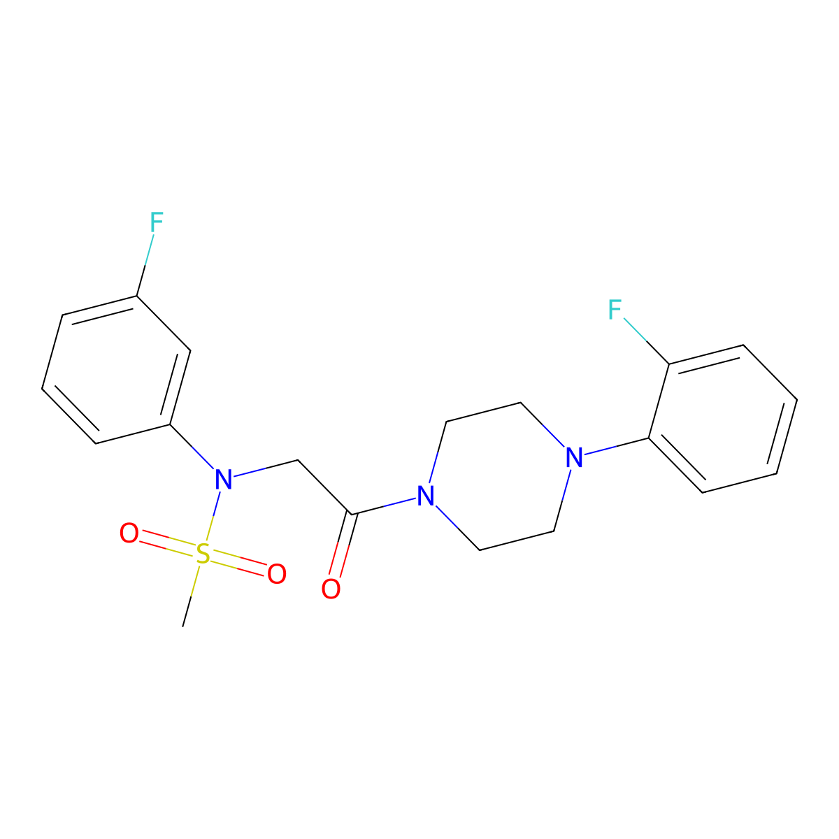 N-(3-fluorophenyl)-N-[2-[4-(2-fluorophenyl)piperazin-1-yl]-2-oxoethyl]methanesulfonamide molecular structure, CAS 641606-19-1