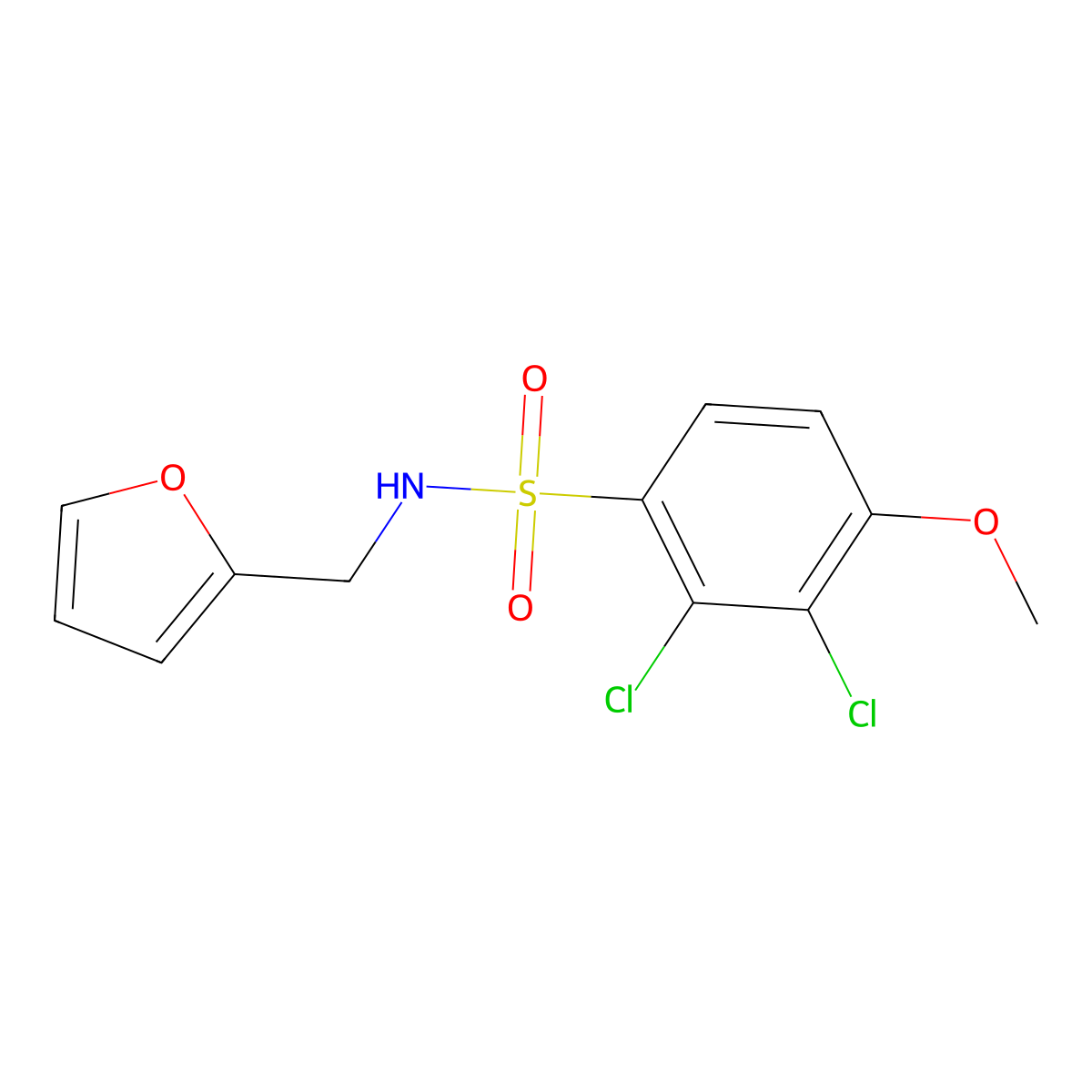 2,3-dichloro-N-(furan-2-ylmethyl)-4-methoxybenzenesulfonamide molecular structure, CAS 641606-22-6