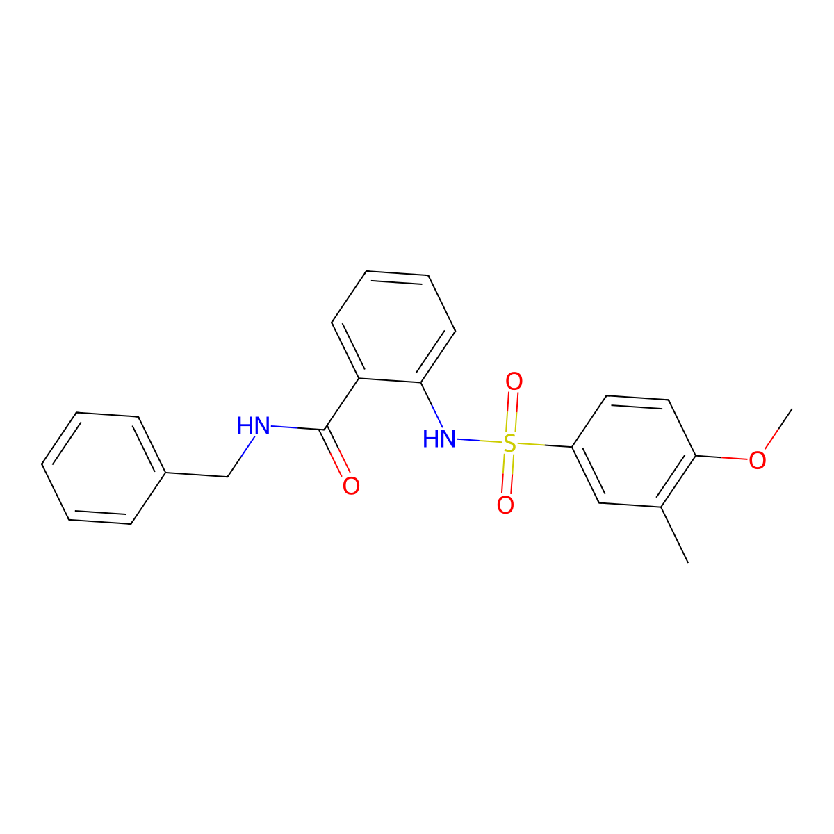 N-benzyl-2-[(4-methoxy-3-methylphenyl)sulfonylamino]benzamide molecular structure, CAS 641607-30-9