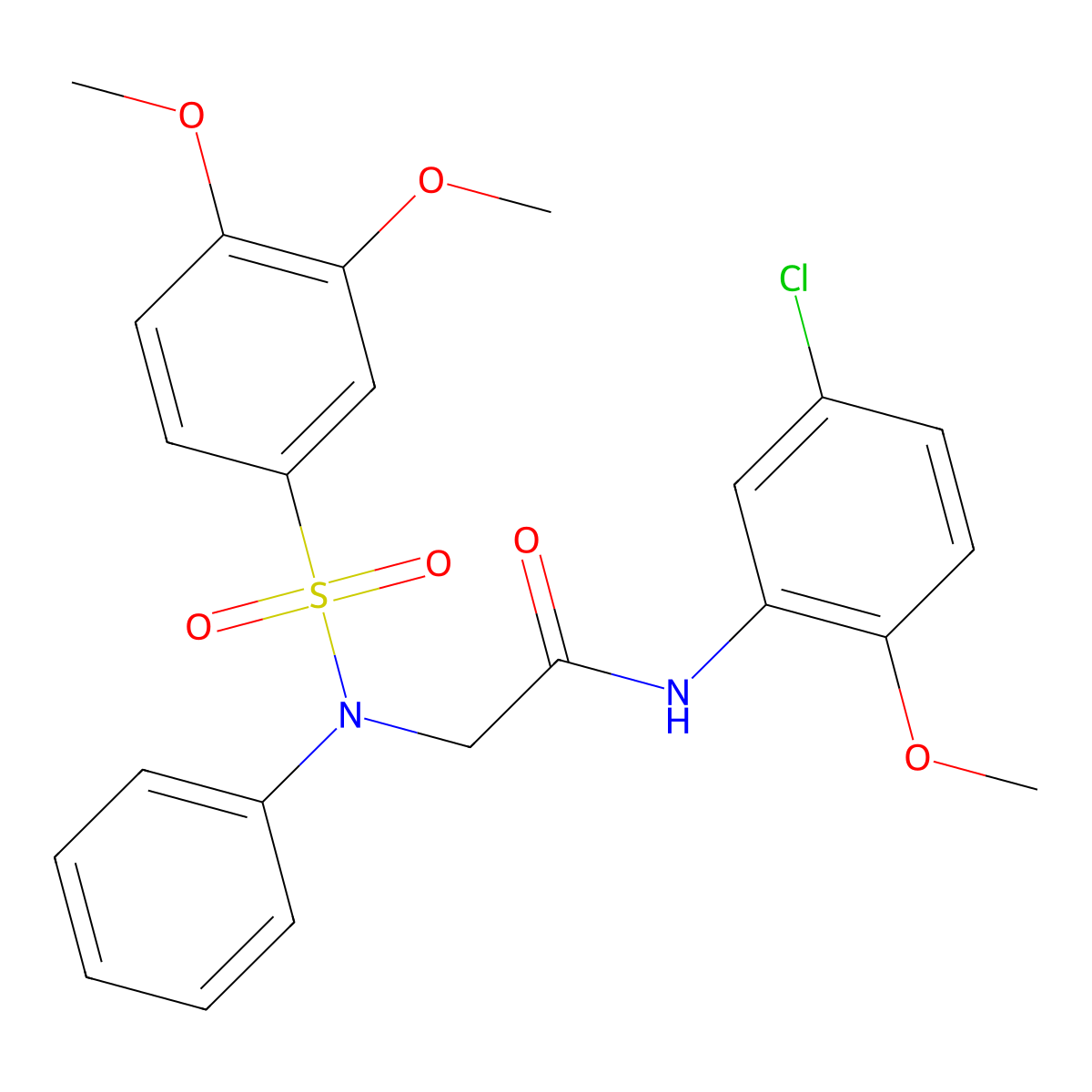 N-(5-chloro-2-methoxyphenyl)-2-(N-(3,4-dimethoxyphenyl)sulfonylanilino)acetamide molecular structure, CAS 641607-33-2