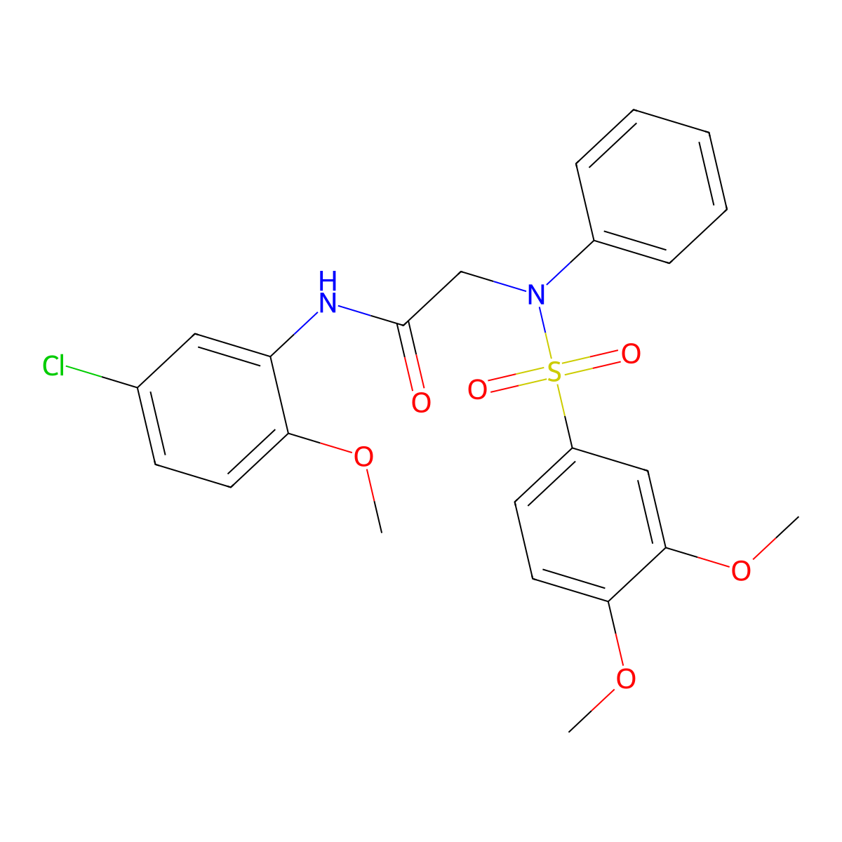 N-(5-chloro-2-methoxyphenyl)-2-(N-(3,4-dimethoxyphenyl)sulfonylanilino)acetamide molecular structure, CAS 641607-33-2