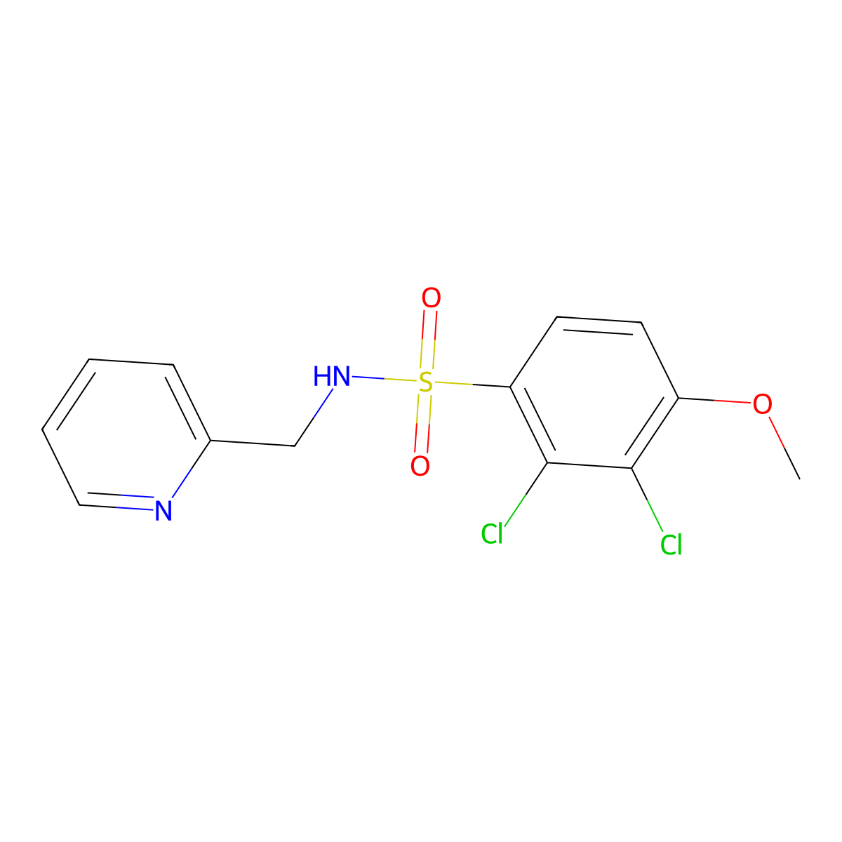 2,3-dichloro-4-methoxy-N-(2-pyridinylmethyl)benzenesulfonamide molecular structure, CAS 641607-44-5
