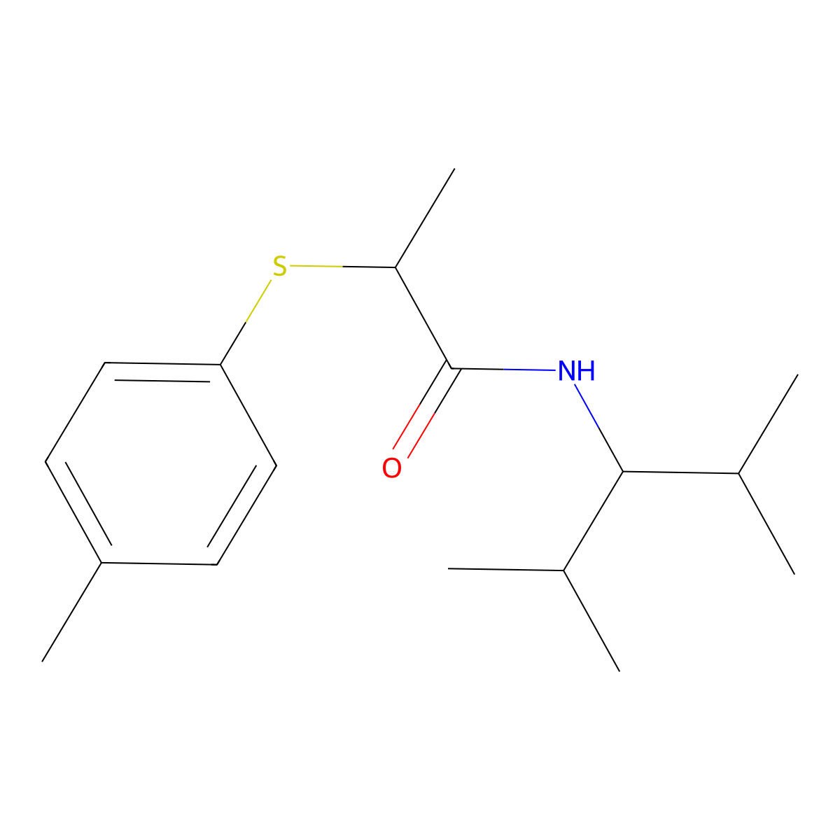 N-(2,4-dimethylpentan-3-yl)-2-(4-methylphenyl)sulfanylpropanamide molecular structure, CAS 641607-70-7