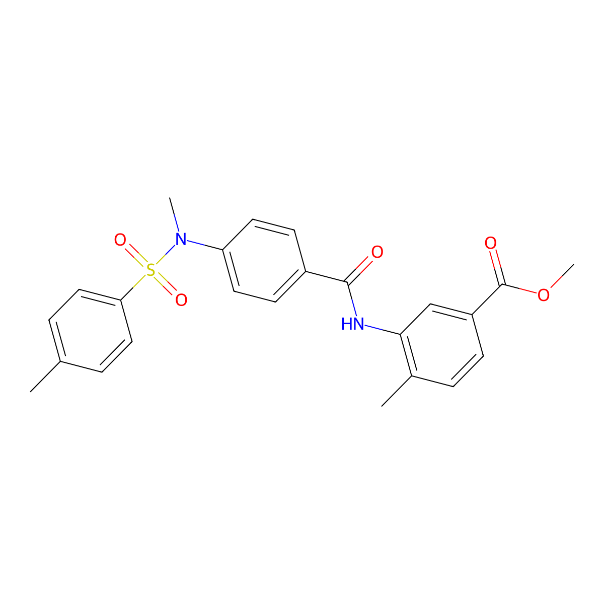 Methyl 4-methyl-3-{[(4-{methyl[(4-methylphenyl)sulfonyl]amino}phenyl)carbonyl]amino}benzoate molecular structure, CAS 641608-05-1