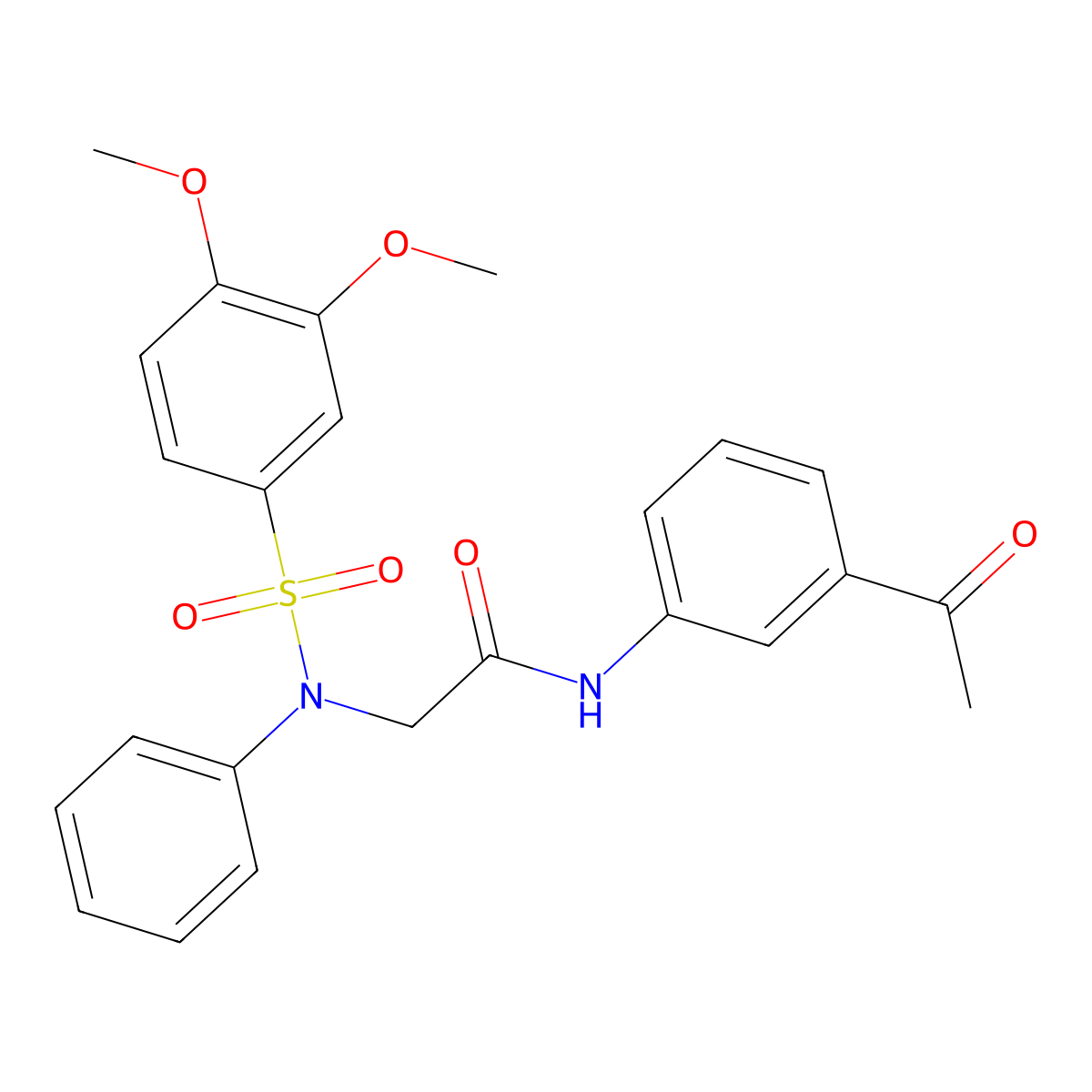 N-(3-acetylphenyl)-2-{[(3,4-dimethoxyphenyl)sulfonyl]anilino}acetamide molecular structure, CAS 641608-10-8