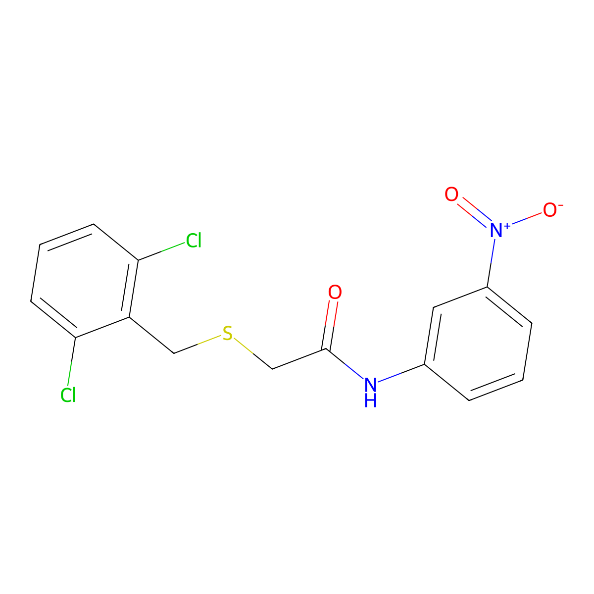 2-[(2,6-dichlorobenzyl)sulfanyl]-N-(3-nitrophenyl)acetamide molecular structure, CAS 641608-47-1