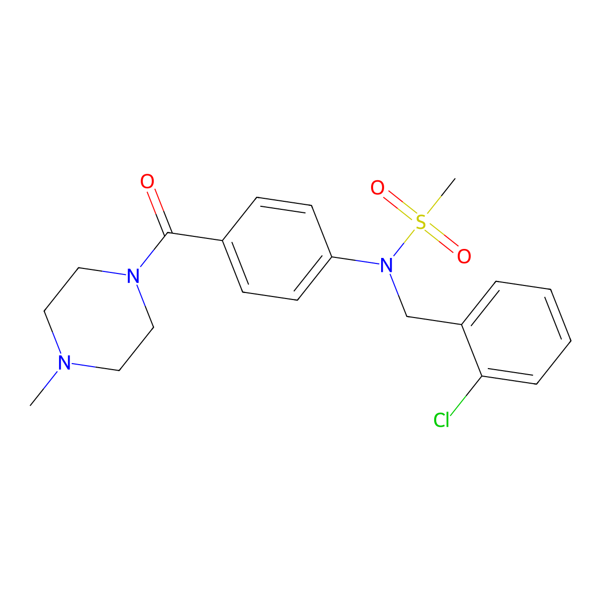 N-(2-chlorobenzyl)-N-{4-[(4-methyl-1-piperazinyl)carbonyl]phenyl}methanesulfonamide molecular structure, CAS 641608-78-8
