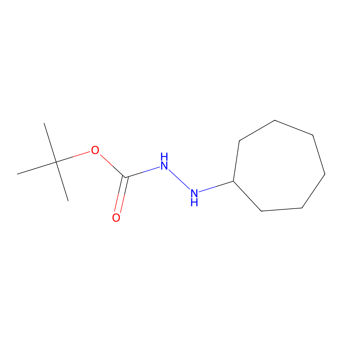 Tert-butyl 2-cycloheptylhydrazine-1-carboxylate molecular structure, CAS 641638-68-8