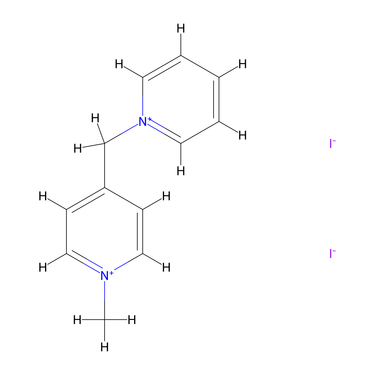 1-Methyl-4-(pyridiniomethyl)-pyridinium diiodide molecular structure, CAS 64169-89-7
