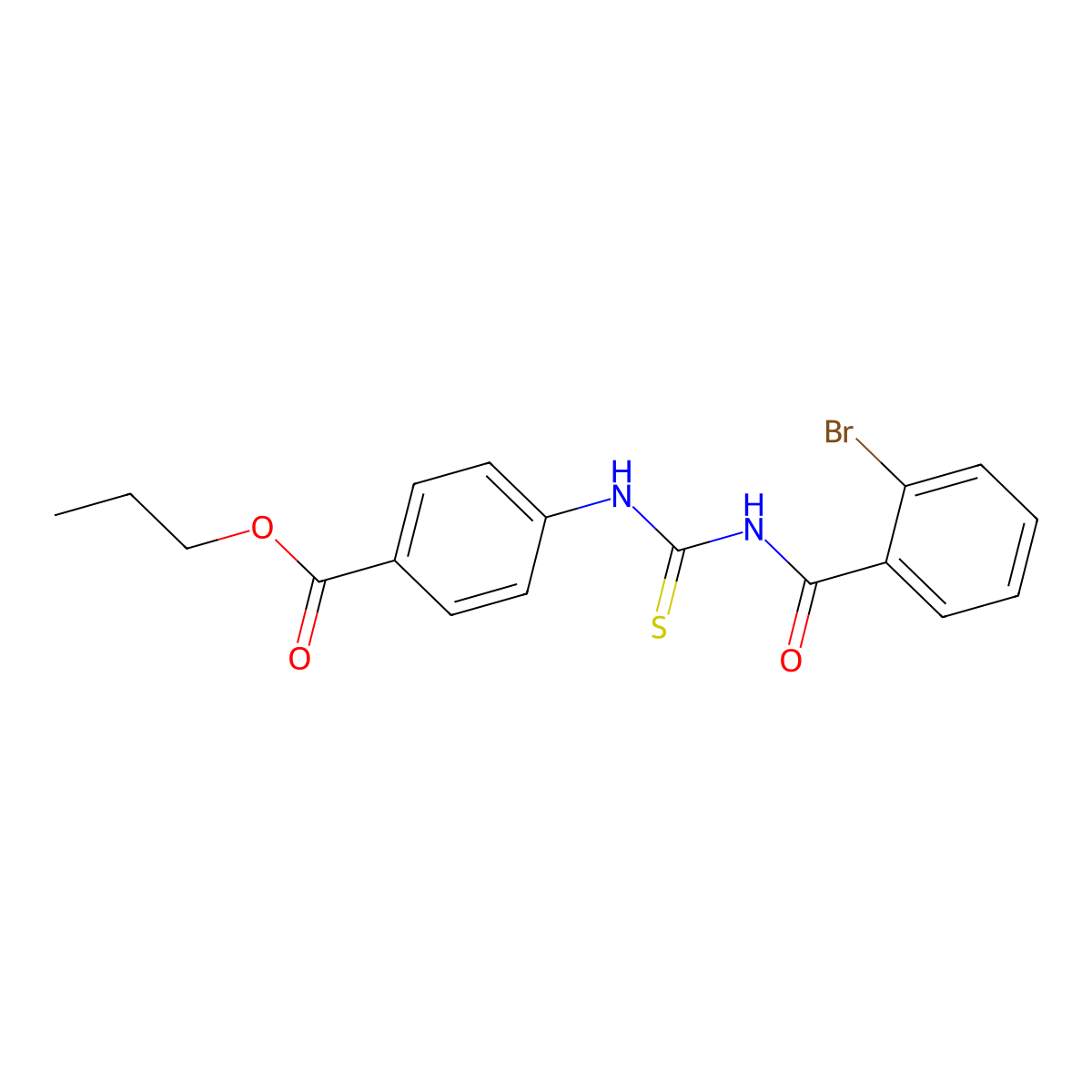 Propyl 4-[(2-bromobenzoyl)carbamothioylamino]benzoate molecular structure, CAS 6417-41-0