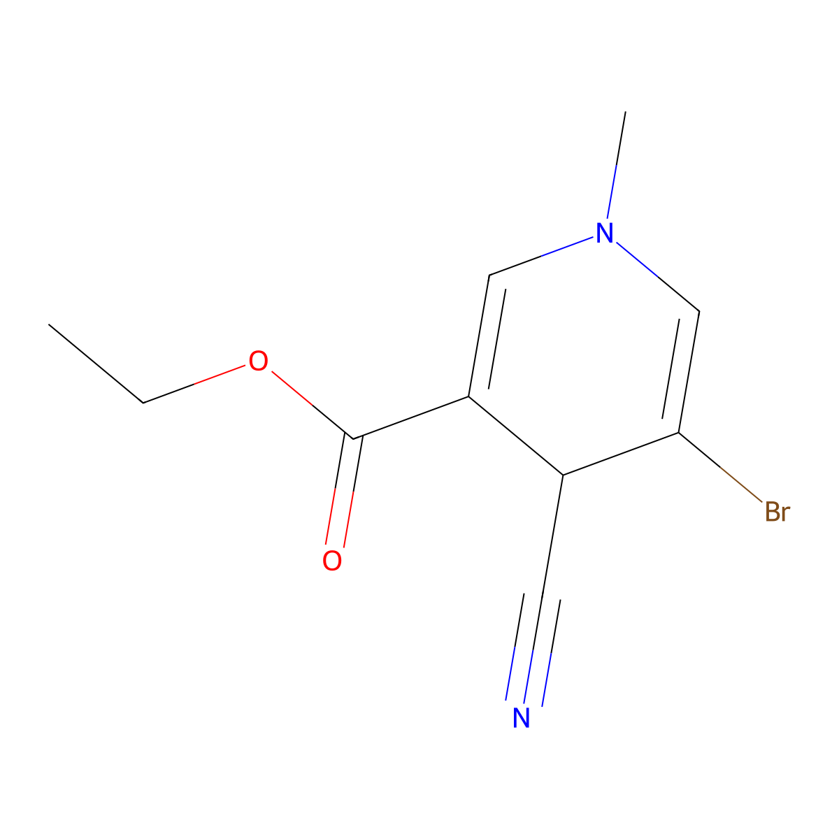 ethyl 5-bromo-4-cyano-1-methyl-4H-pyridine-3-carboxylate molecular structure, CAS 6417-69-2