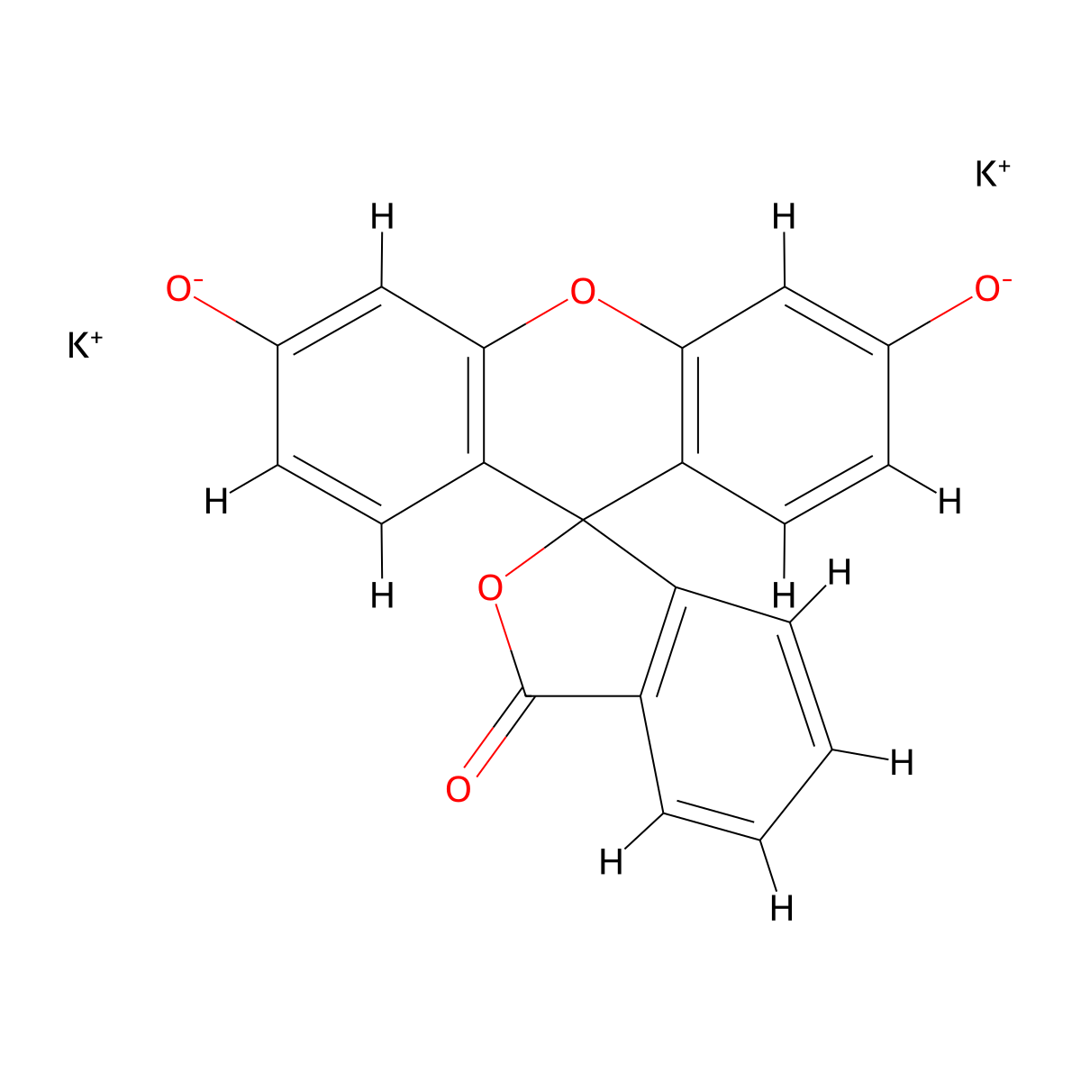 Fluorescein dipotassium molecular structure, CAS 6417-85-2