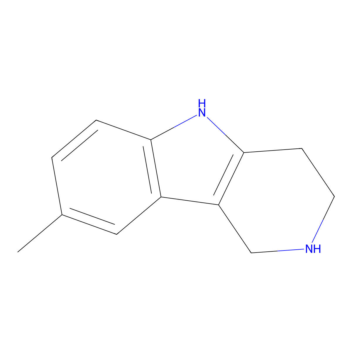8-Methyl-2,3,4,5-tetrahydro-1H-pyrido[4,3-b]indole molecular structure, CAS 64172-41-4