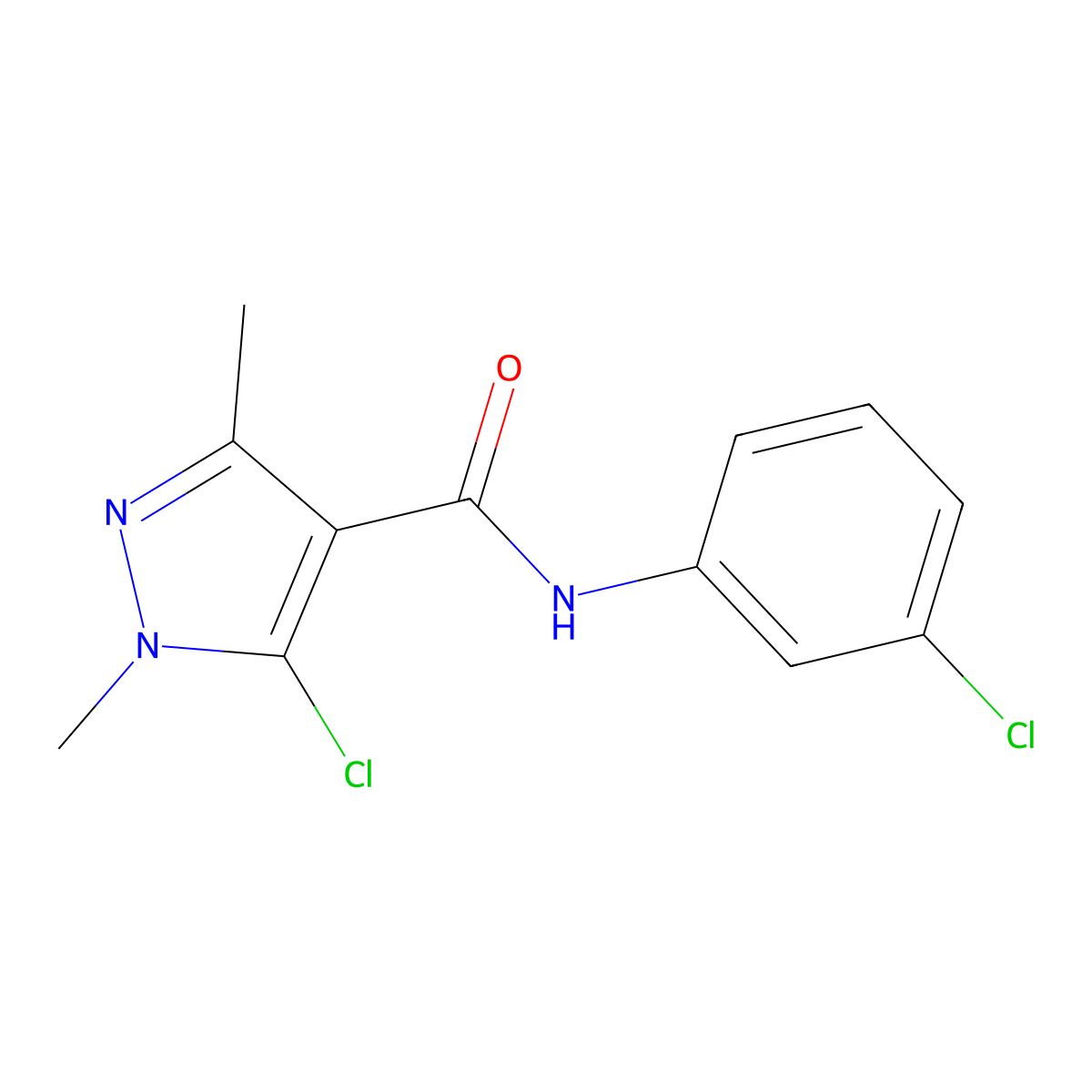 1H-Pyrazole-4-carboxamide, 5-chloro-N-(3-chlorophenyl)-1,3-dimethyl- molecular structure, CAS 64174-46-5
