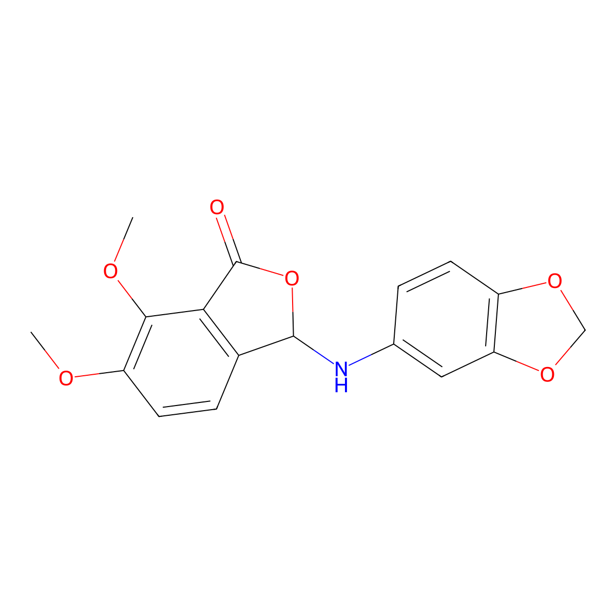 1(3H)-Isobenzofuranone, 3-(1,3-benzodioxol-5-ylamino)-6,7-dimethoxy- molecular structure, CAS 64179-26-6
