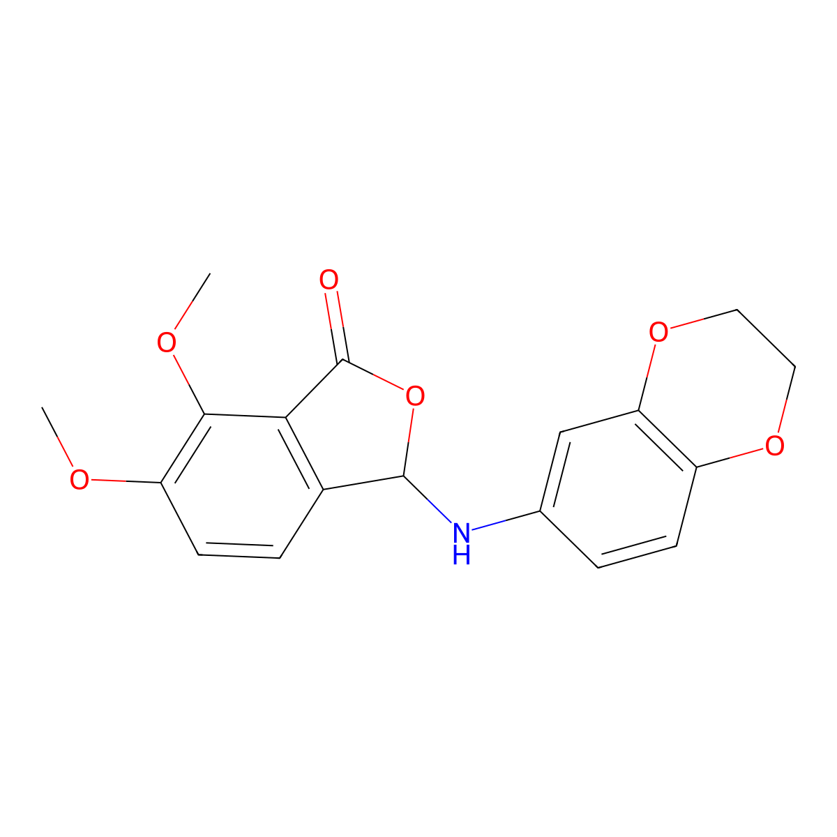 1(3H)-Isobenzofuranone, 3-((2,3-dihydro-1,4-benzodioxin-6-yl)amino)-6,7-dimethoxy- molecular structure, CAS 64179-31-3