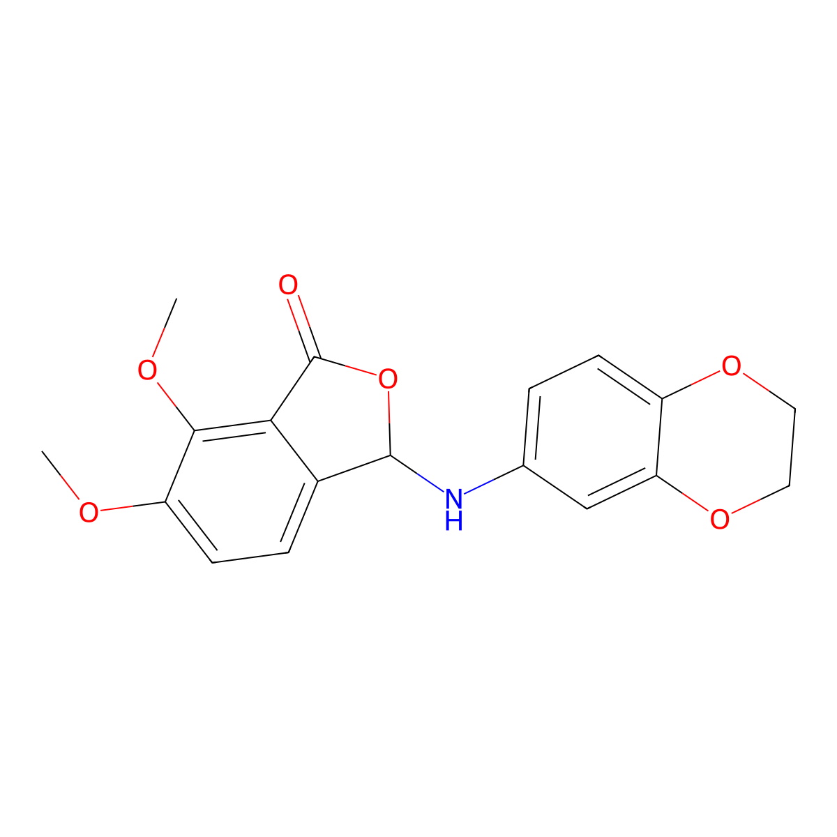 1(3H)-Isobenzofuranone, 3-((2,3-dihydro-1,4-benzodioxin-6-yl)amino)-6,7-dimethoxy- molecular structure, CAS 64179-31-3