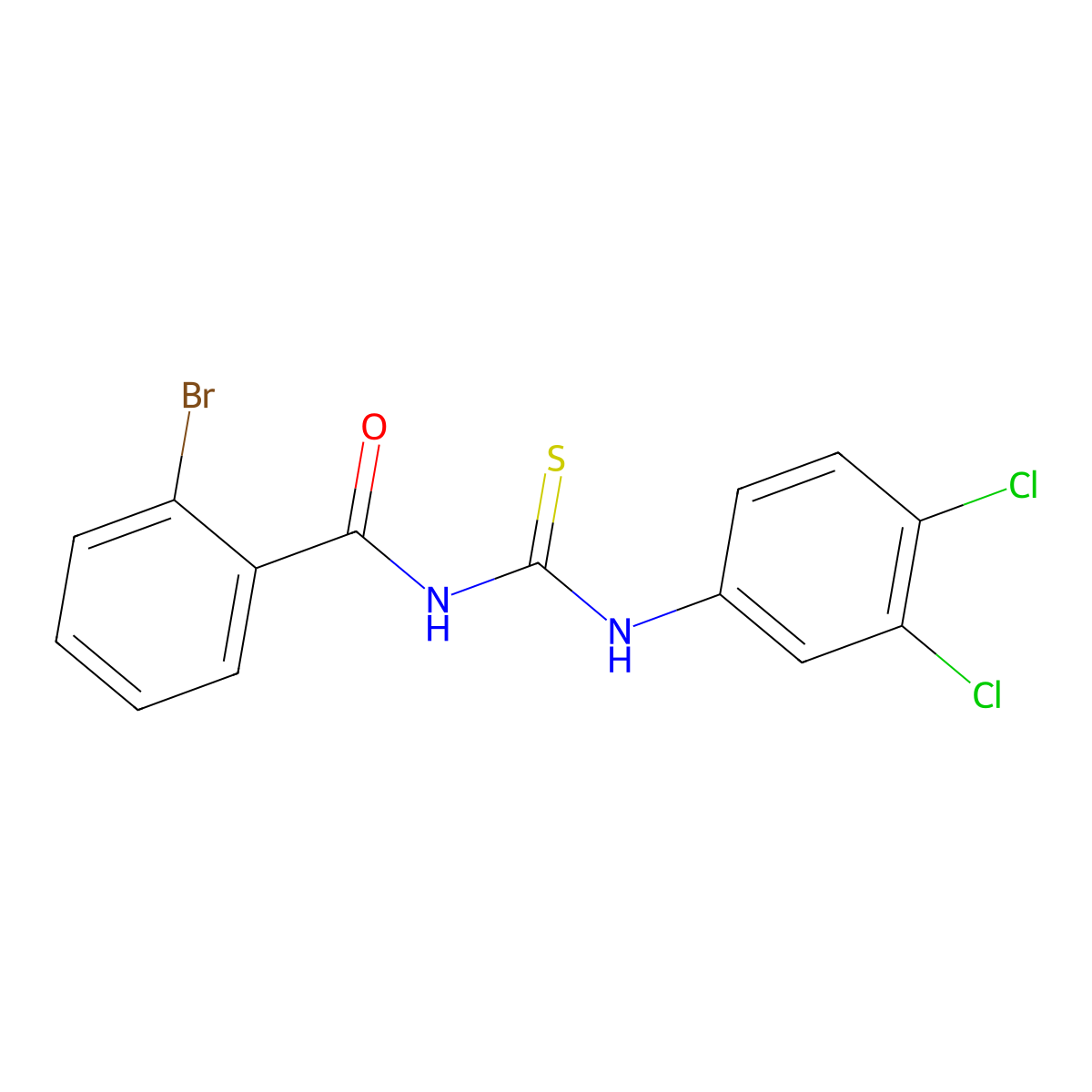 2-bromo-N-[(3,4-dichlorophenyl)carbamothioyl]benzamide molecular structure, CAS 6418-58-2