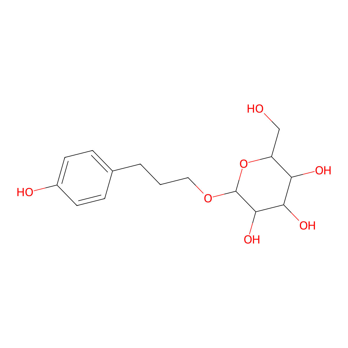 3-(4-Hydroxyphenyl)propyl beta-D-glucopyranoside molecular structure, CAS 64181-84-6