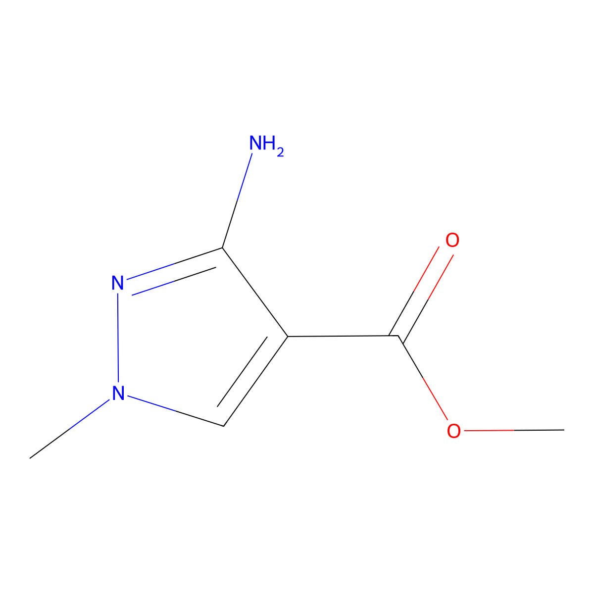 methyl 3-amino-1-methyl-1H-pyrazole-4-carboxylate molecular structure, CAS 64182-19-0
