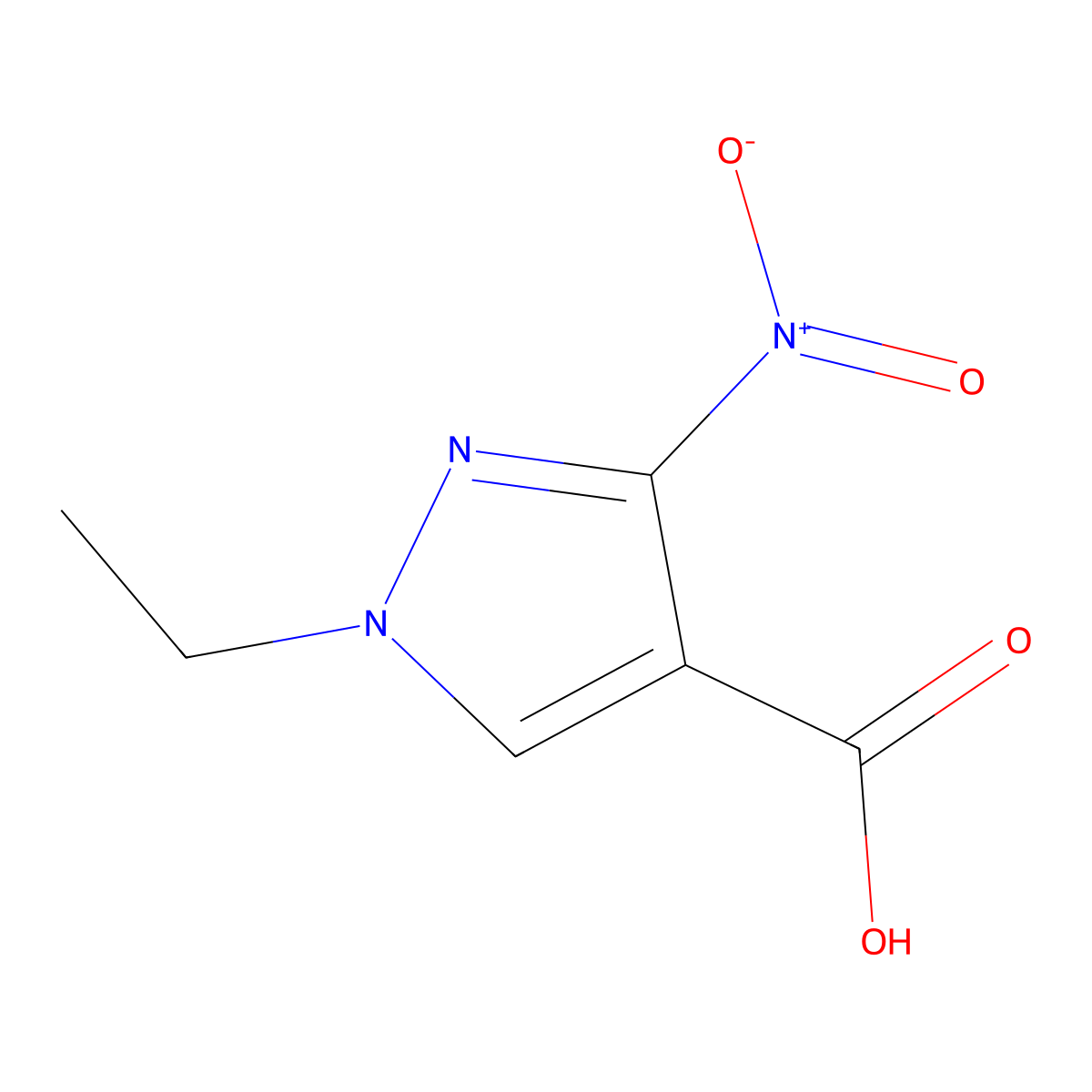 1-ethyl-3-nitro-1H-pyrazole-4-carboxylic acid molecular structure, CAS 64182-27-0
