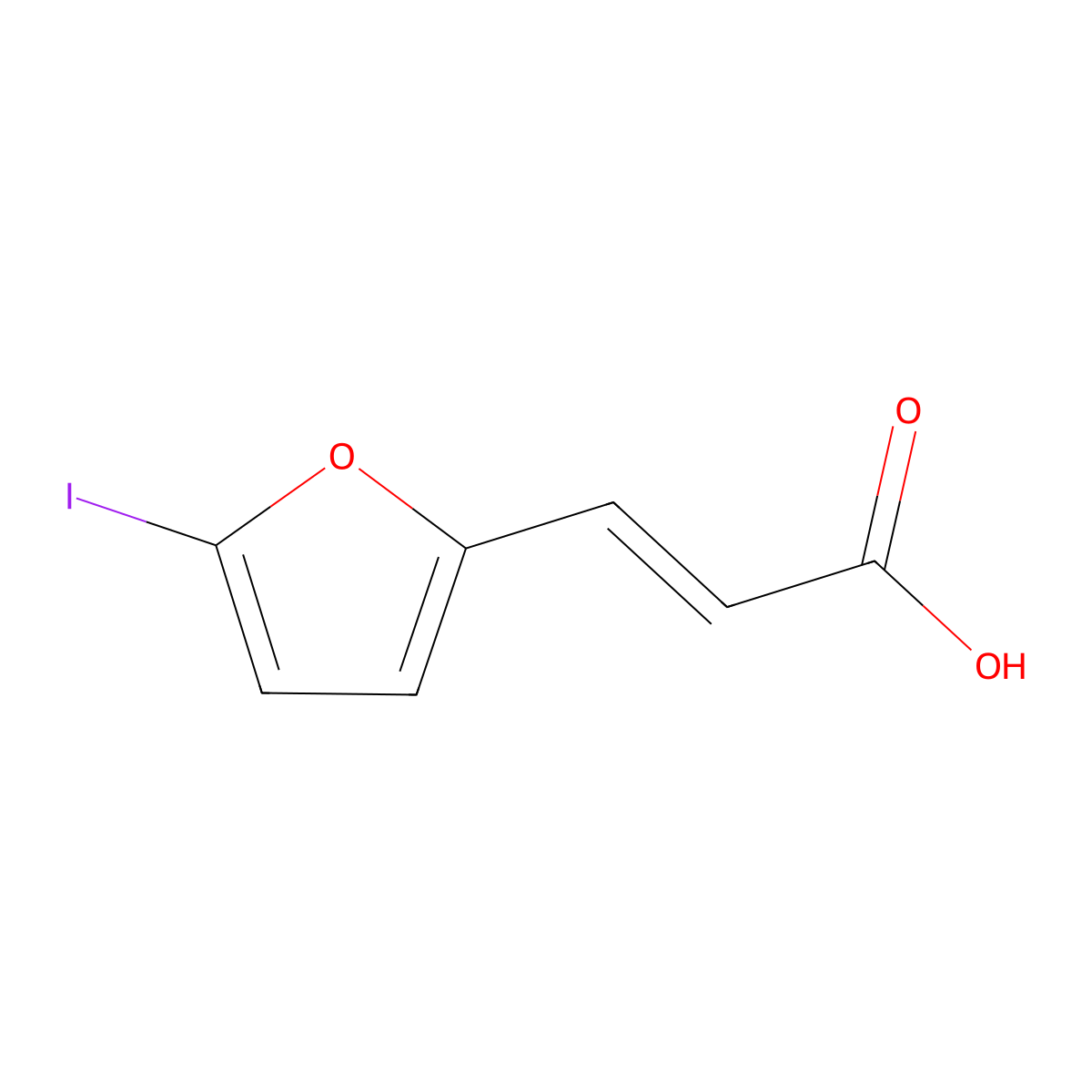 (E)-3-(5-iodo-2-furyl)prop-2-enoic acid molecular structure, CAS 64186-22-7
