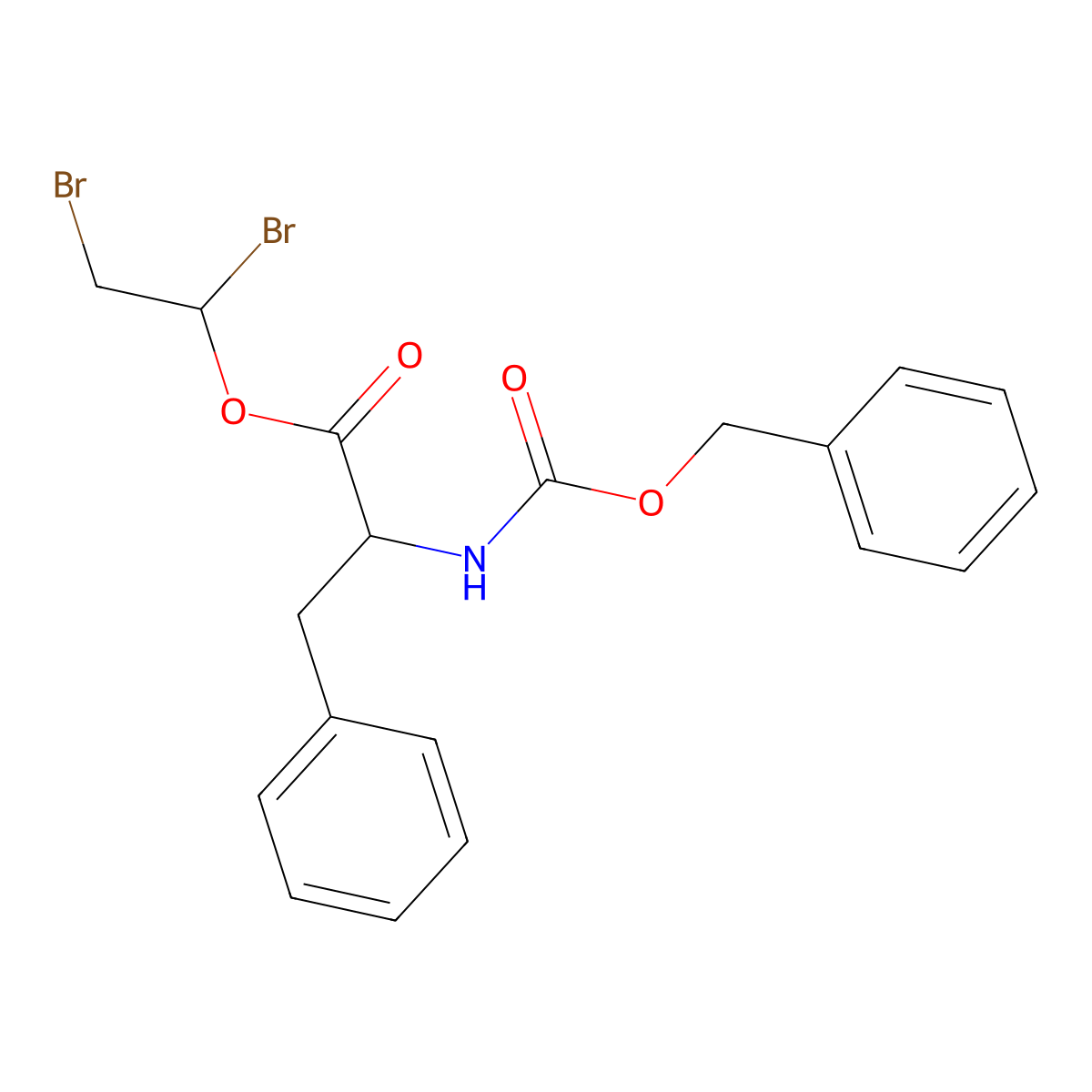 Alanine, N-benzyloxycarbonyl-3-phenyl-, 1,2-dibromoethyl ester, L- molecular structure, CAS 64187-43-5
