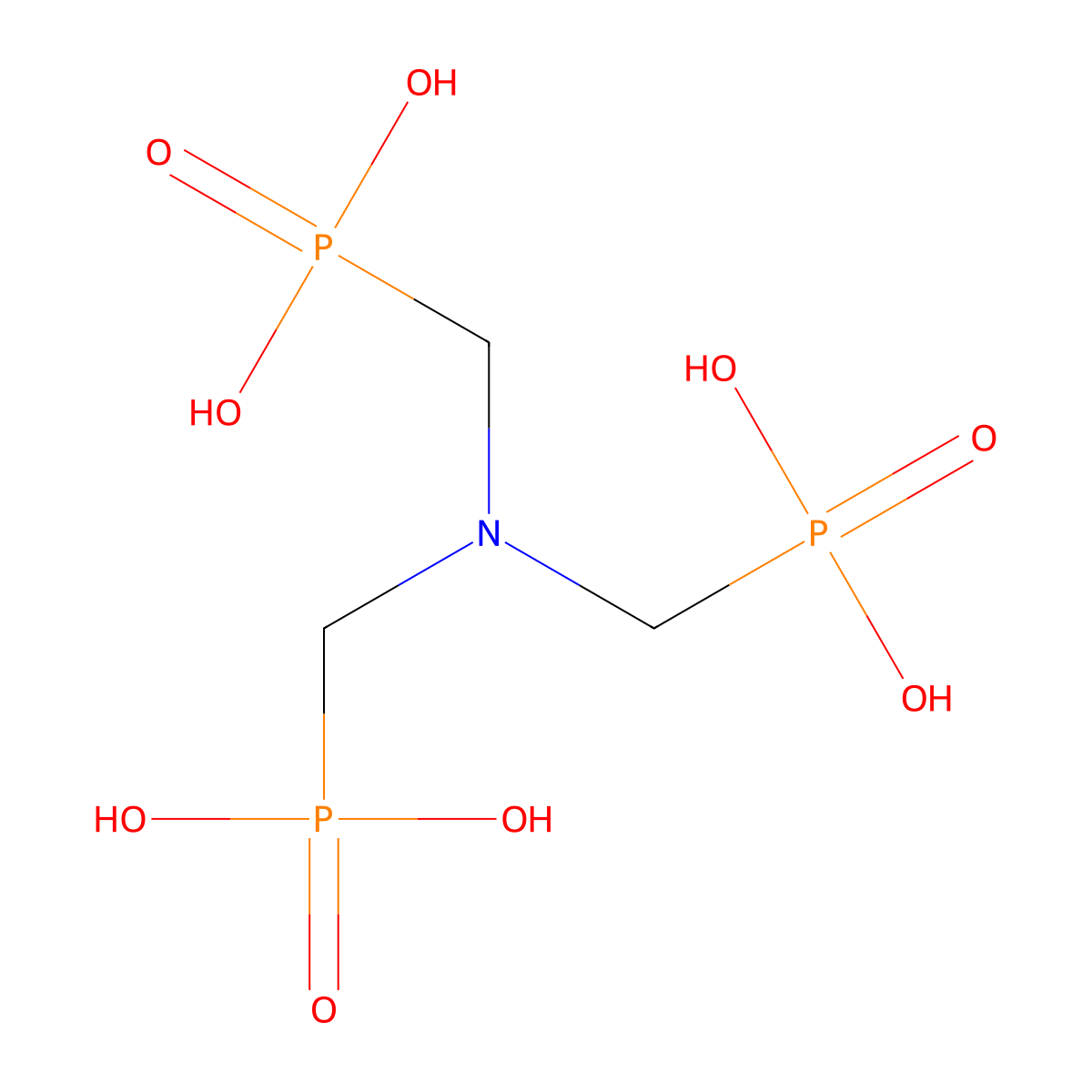 Aminotrimethylene phosphonic acid molecular structure, CAS 6419-19-8