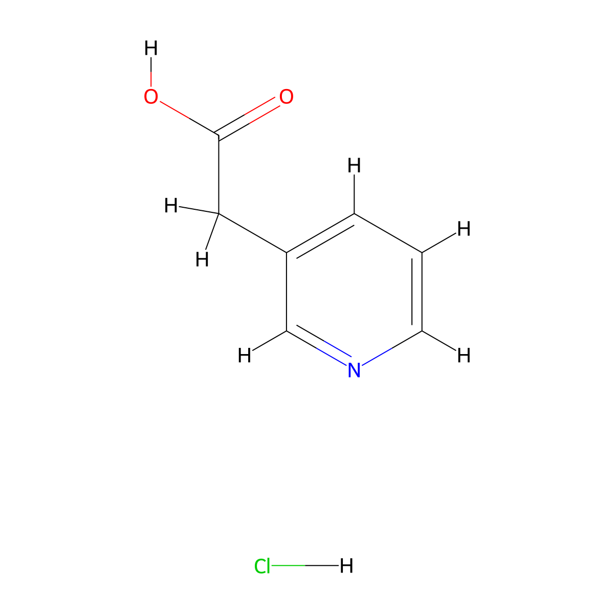 3-Pyridineacetic acid, hydrochloride (1:1) molecular structure, CAS 6419-36-9