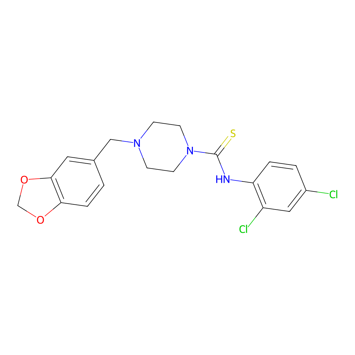 4-(1,3-benzodioxol-5-ylmethyl)-N-(2,4-dichlorophenyl)piperazine-1-carbothioamide molecular structure, CAS 6419-99-4