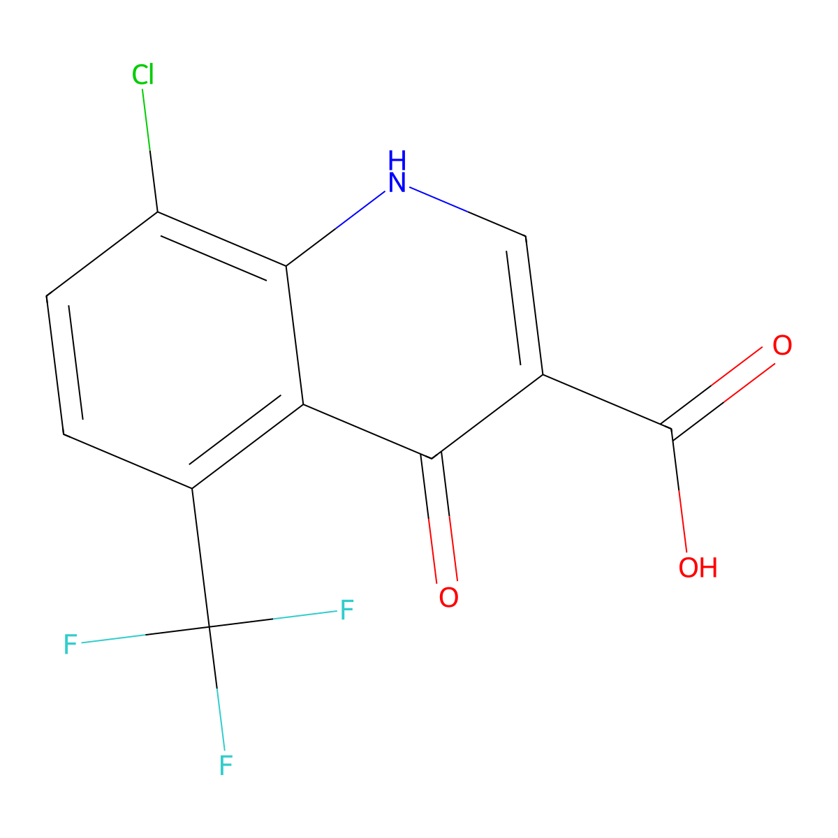 8-Chloro-4-oxo-5-(trifluoromethyl)-1,4-dihydroquinoline-3-carboxylic acid molecular structure, CAS 641993-18-2