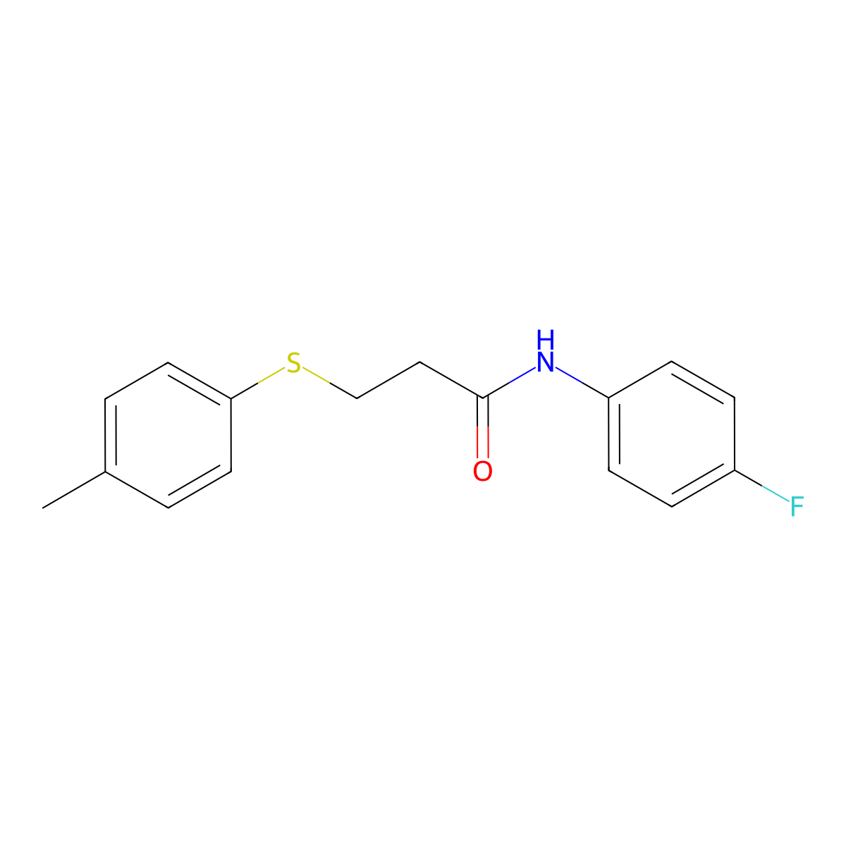 N-(4-fluorophenyl)-3-(p-tolylthio)propanamide molecular structure, CAS 641993-76-2
