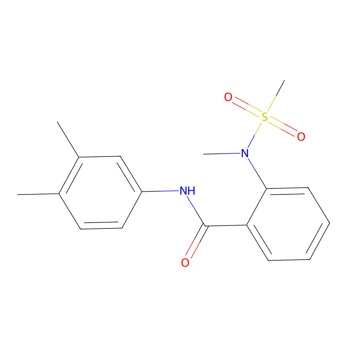 N-(3,4-dimethylphenyl)-2-[methyl(methylsulfonyl)amino]benzamide molecular structure, CAS 641994-06-1