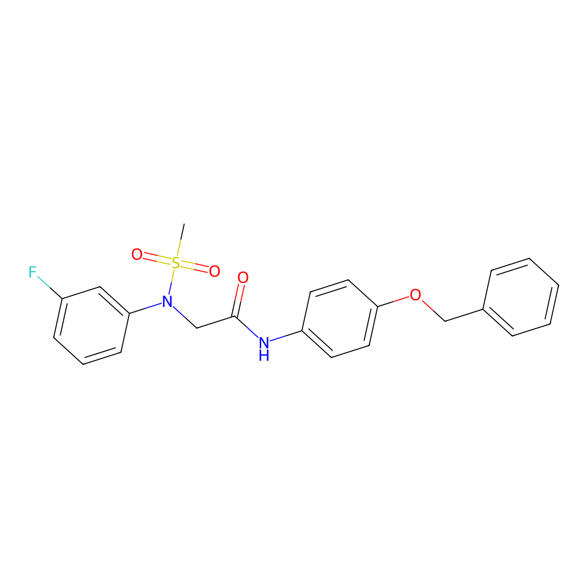 2-(3-fluoro-N-methylsulfonylanilino)-N-(4-phenylmethoxyphenyl)acetamide molecular structure, CAS 641994-11-8
