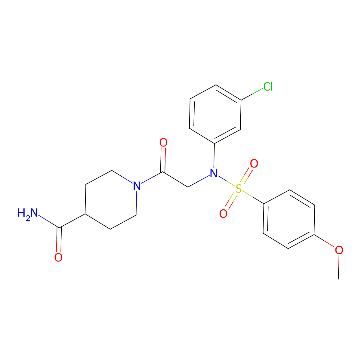 1-[2-(3-chloro-N-(4-methoxyphenyl)sulfonylanilino)acetyl]piperidine-4-carboxamide molecular structure, CAS 641994-86-7
