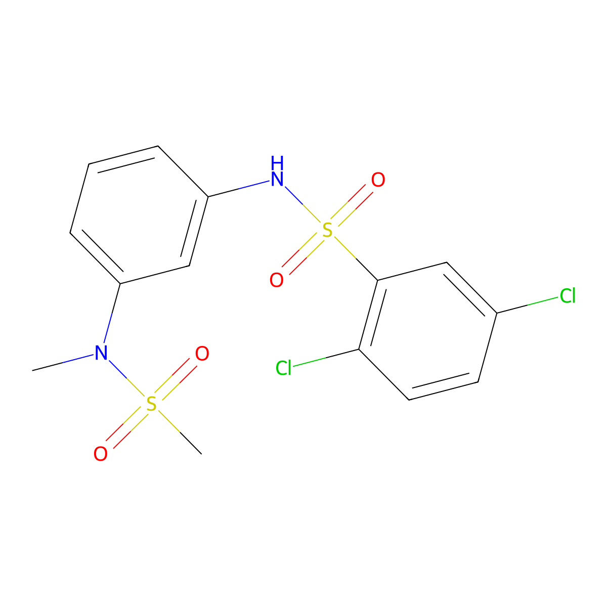 2,5-dichloro-N-[3-[methyl(methylsulfonyl)amino]phenyl]benzenesulfonamide molecular structure, CAS 641995-00-8