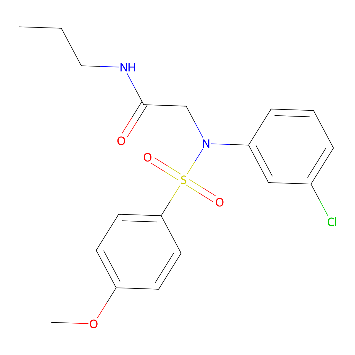 2-{3-chloro[(4-methoxyphenyl)sulfonyl]anilino}-N-propylacetamide molecular structure, CAS 641995-08-6