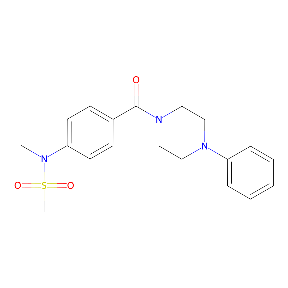 N-methyl-N-[4-(4-phenylpiperazine-1-carbonyl)phenyl]methanesulfonamide molecular structure, CAS 641995-54-2