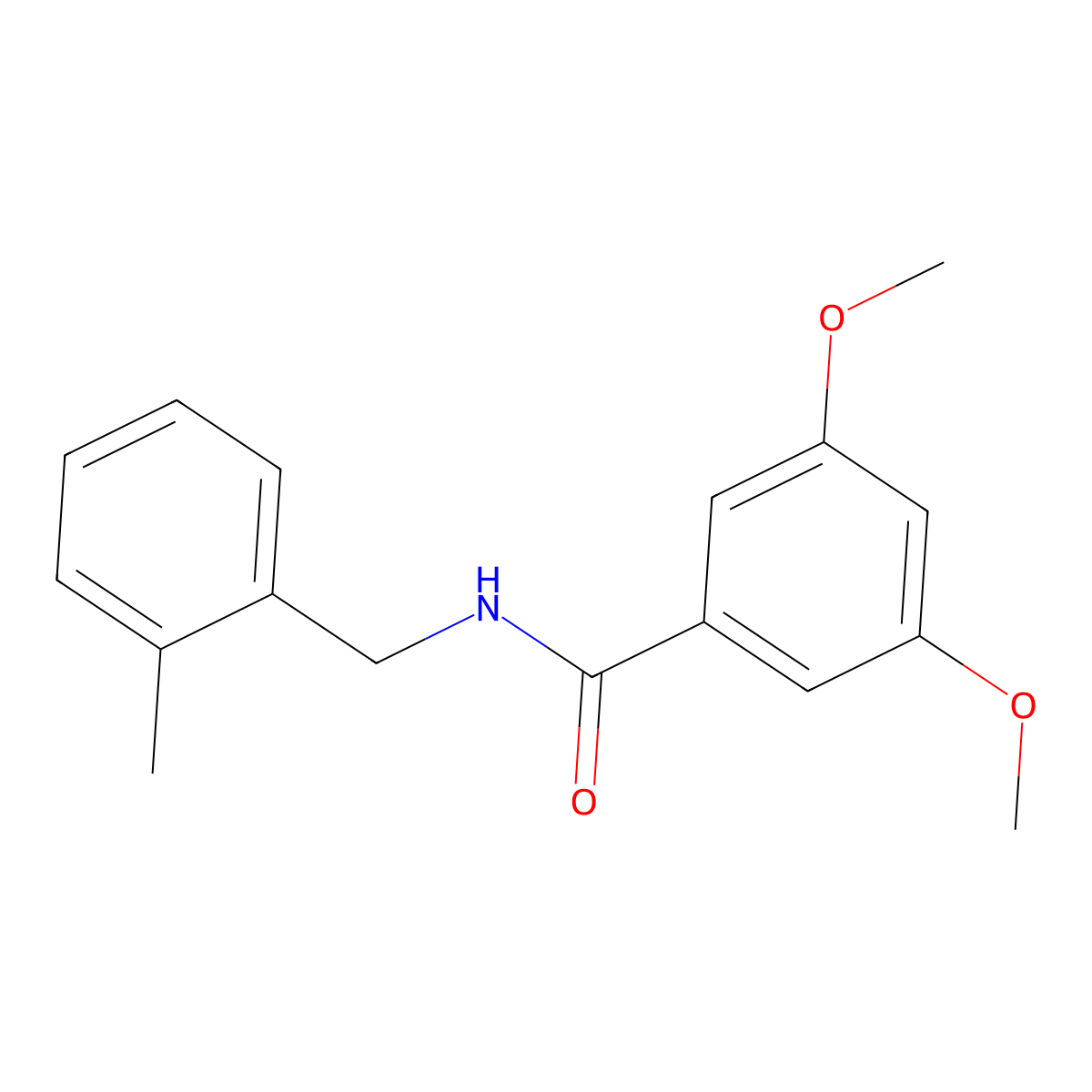 3,5-dimethoxy-N-[(2-methylphenyl)methyl]benzamide molecular structure, CAS 641995-63-3