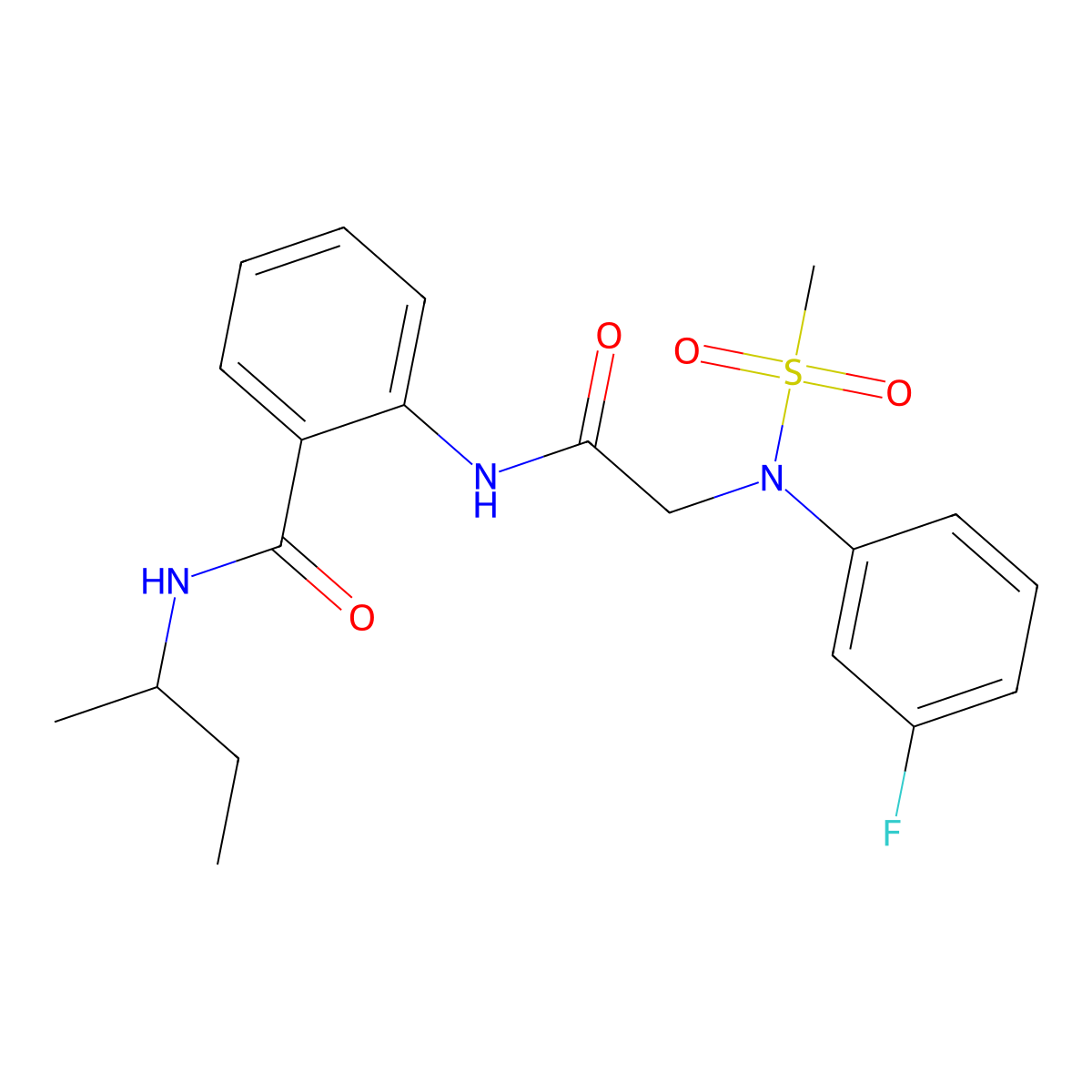 N-(sec-butyl)-2-({[3-fluoro(methylsulfonyl)anilino]acetyl}amino)benzamide molecular structure, CAS 641995-76-8