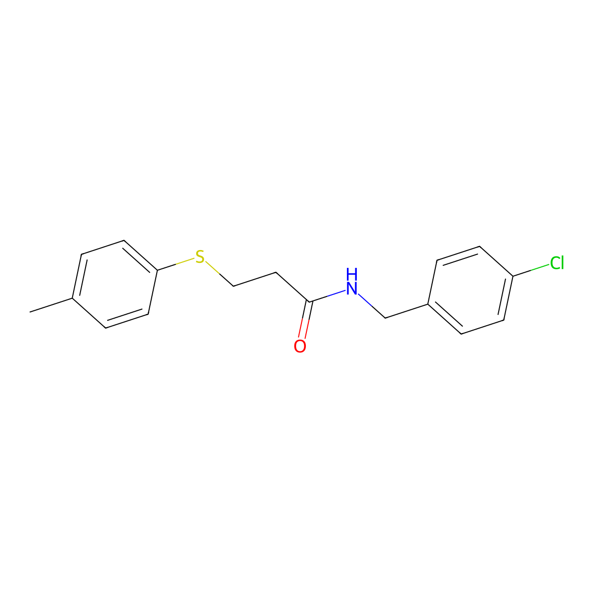 N-(4-chlorobenzyl)-3-[(4-methylphenyl)sulfanyl]propanamide molecular structure, CAS 641996-43-2