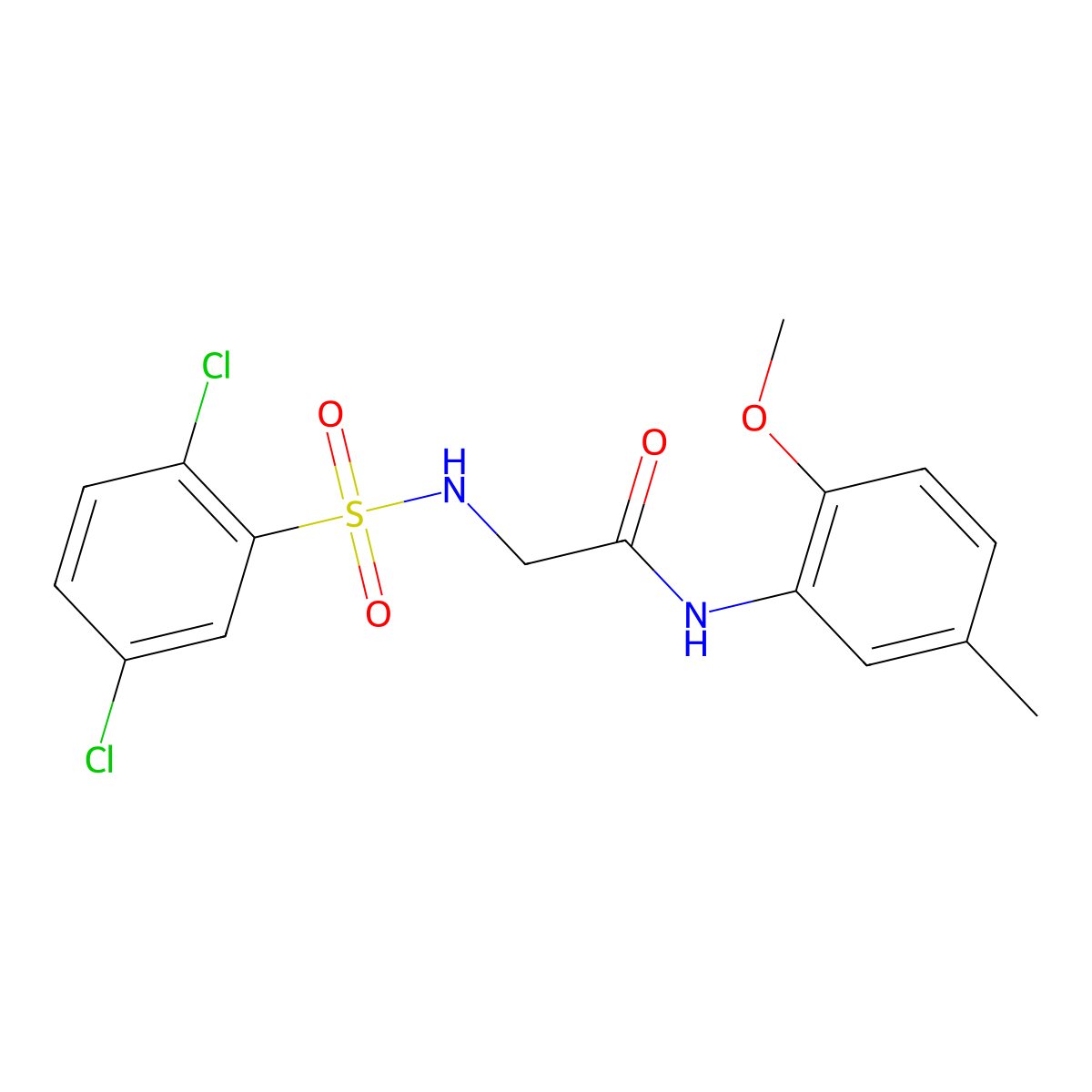 2-{[(2,5-dichlorophenyl)sulfonyl]amino}-N-(2-methoxy-5-methylphenyl)acetamide molecular structure, CAS 641996-60-3